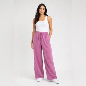 Casual Pink Wide-Leg Pants